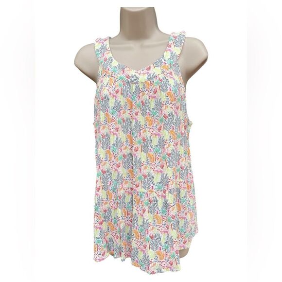 LOFT XL Floral pattern, mock turtleneck Super  cute Size XL key hole bottom back - Picture 1 of 8